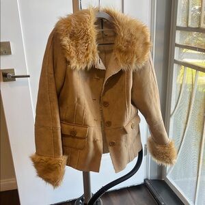 Women's Tan Faux Fur Trim Jacket - Almost Famous